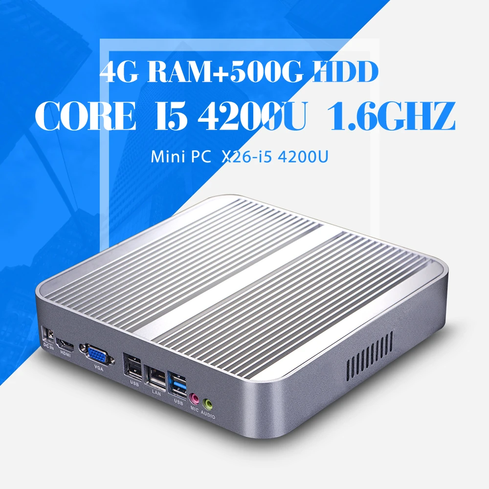 I5 4200U 4GB RAM 500GB HDD Desktop Computer Mini PC Thin Client Windows Wifi Support Full-Screen Movie And 2D Game