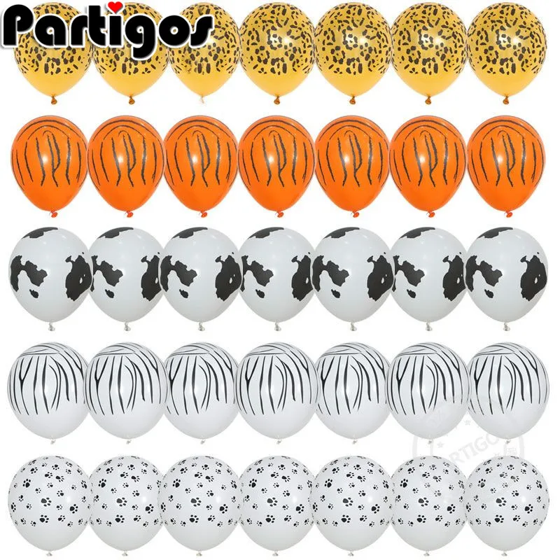 

50/100pcs 12inch 3.2g Animal Latex Balloons tiger zebra dog leopard birthday theme party balls helium inflatable globos kid gift