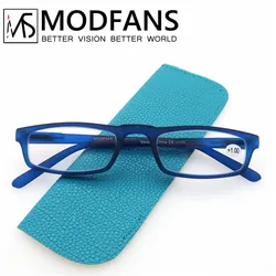 Sleek Ultralight Rectangular Reading Glasses with Spring Hinge - +225 (Rubber blue)
