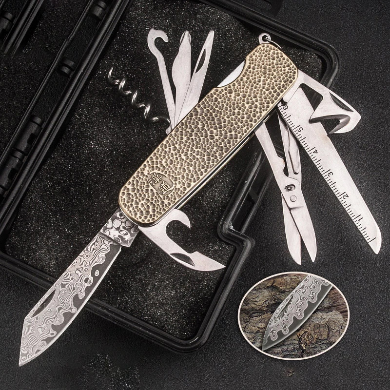 

Outdoor Self-defense Knife Collection Damascus Survival Camping Mini Travel Kit Multi Portable Tools Multifunction Folding Tools