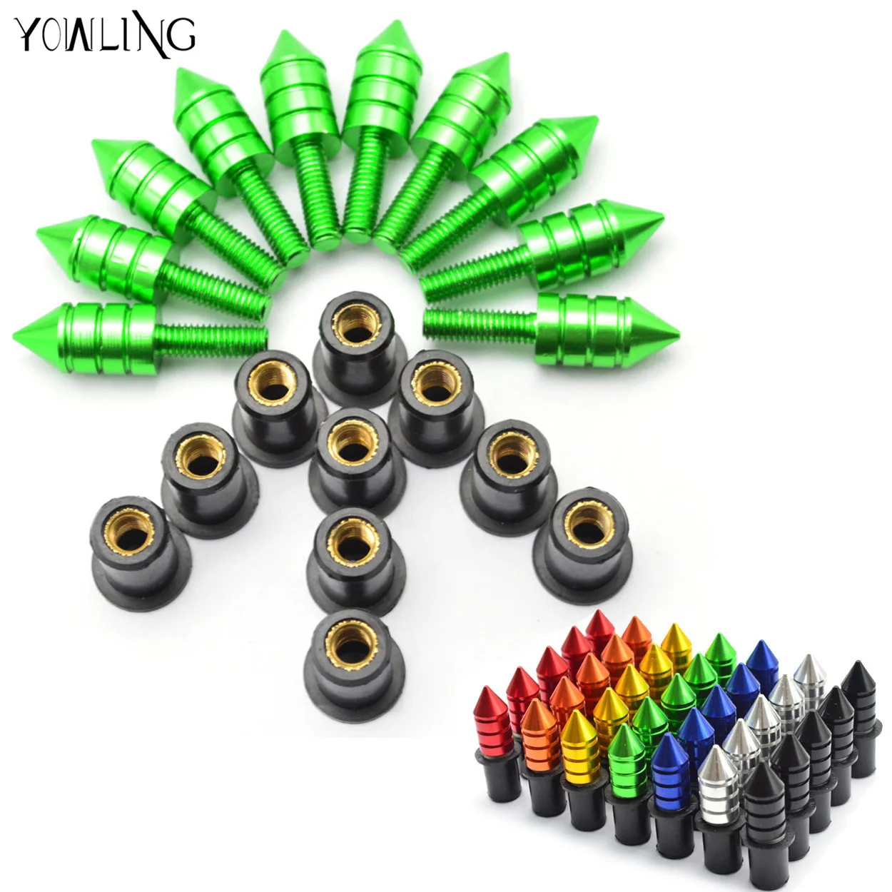 5mm 10pcs Universal motorcycle Windshield Spike Bolts Screw Nuts for