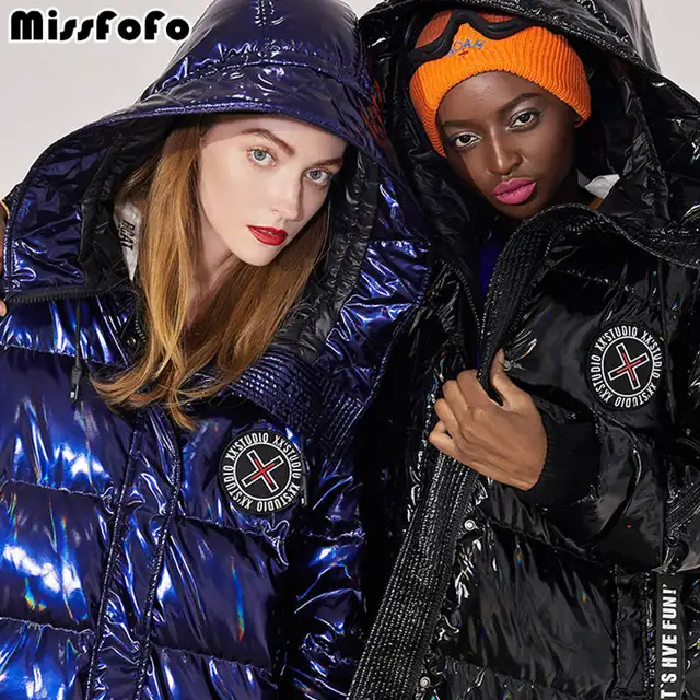 MissFoFo 2019, новая мода для женщин утка подпушка куртка синий черный Размеры S-XXL водостойкий капюшон Прохладный Высокое качество