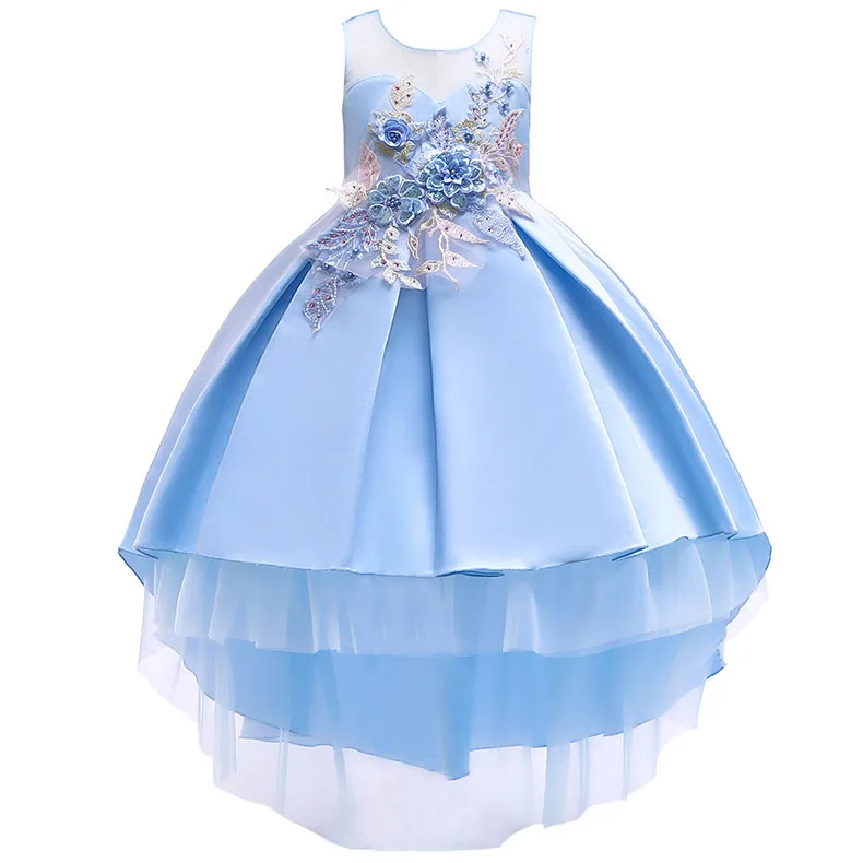 6324 цветок вышивка костюм принцессы платье для маленьких девочек Летняя Свадебная вечеринка Детские платья для девочек оптовая продажа