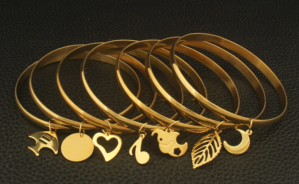Новейший дизайн ювелирных изделий из нержавеющей стали золотого цвета 69 мм модная запонка браслеты для девочек и женщин BFADAVCA - Окраска металла: BFADAVCA-A