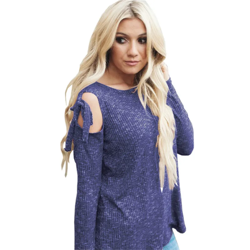 High-Quality-Autumn-T-shirts-Women-Long-Sleeve-Solid-stripe-Sexy-Off-Shoulder-Bow-Strappy-tees (1)