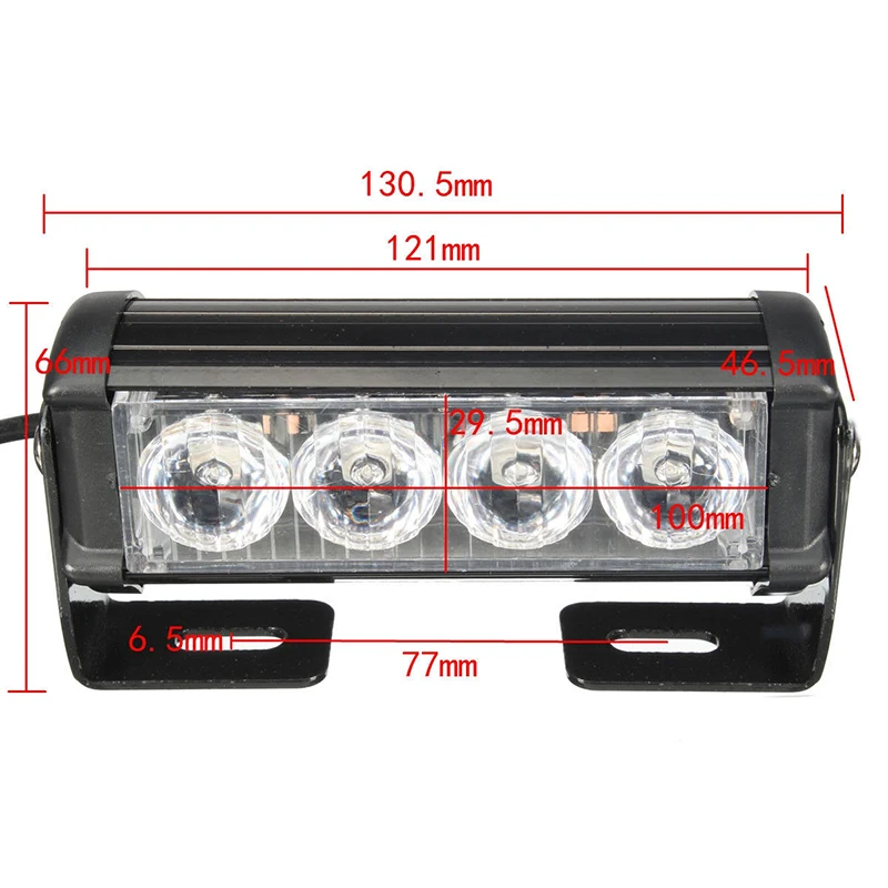 

2X Amber 4 LED Car Flash Truck Emergency Beacon Light Bar Hazard Strobe Lighting