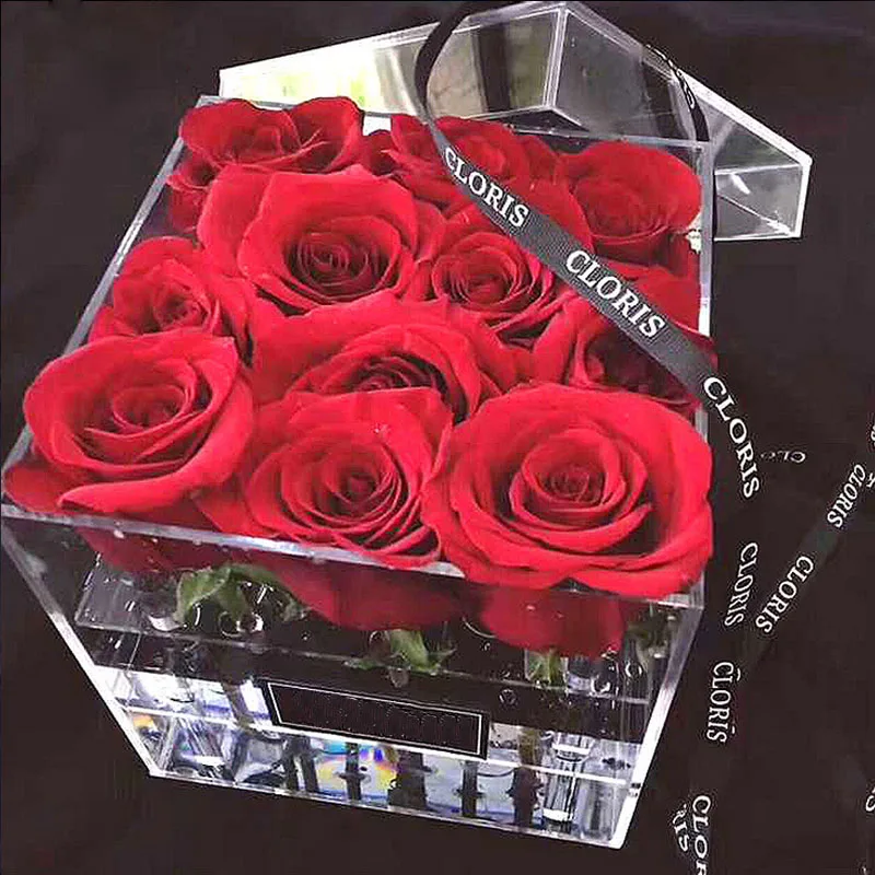 Акриловый цветок розы Дисплей Коробка для хранения Сумочка для макияжа, косметичка держатель мыло в подарочной коробке чехол с крышкой оптом