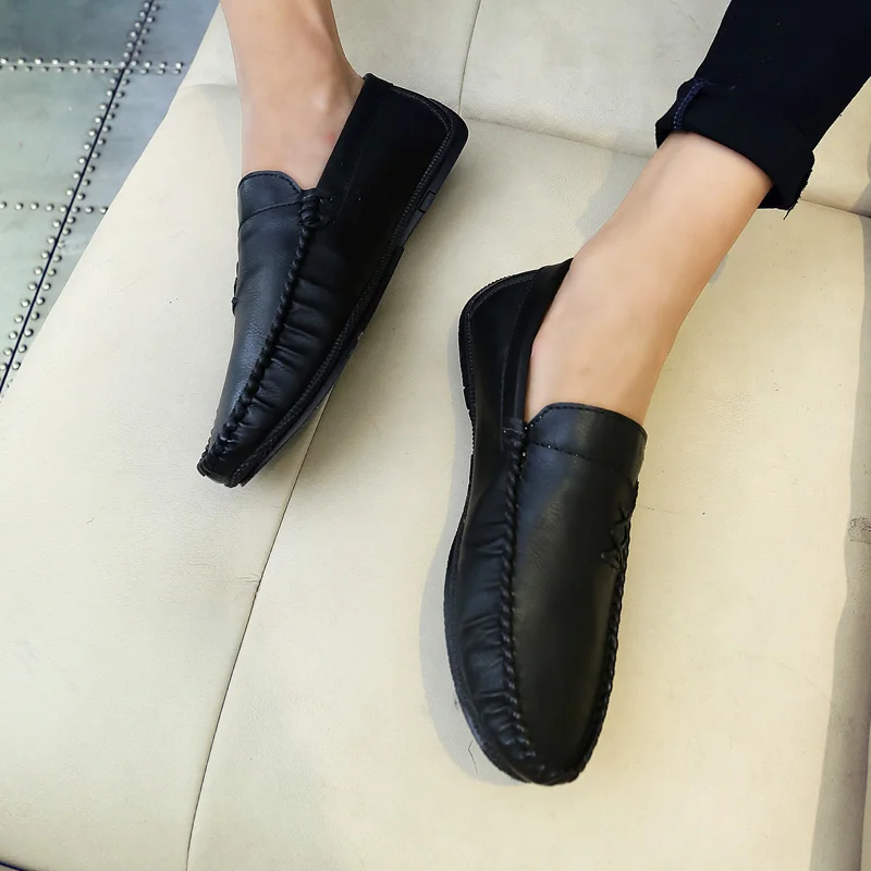 

Men Leather Casual Shoes Breathable Footwear Fashion Male Shoes Comfortable Light Soft Sole Men's Loafers Shoes 5
