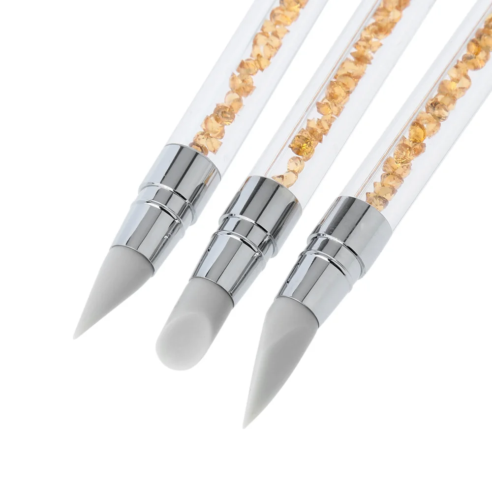 3 шт. кисти Стразы с акриловой ручкой для дизайна ногтей|nail art tools set|acrylic nail setnail set |