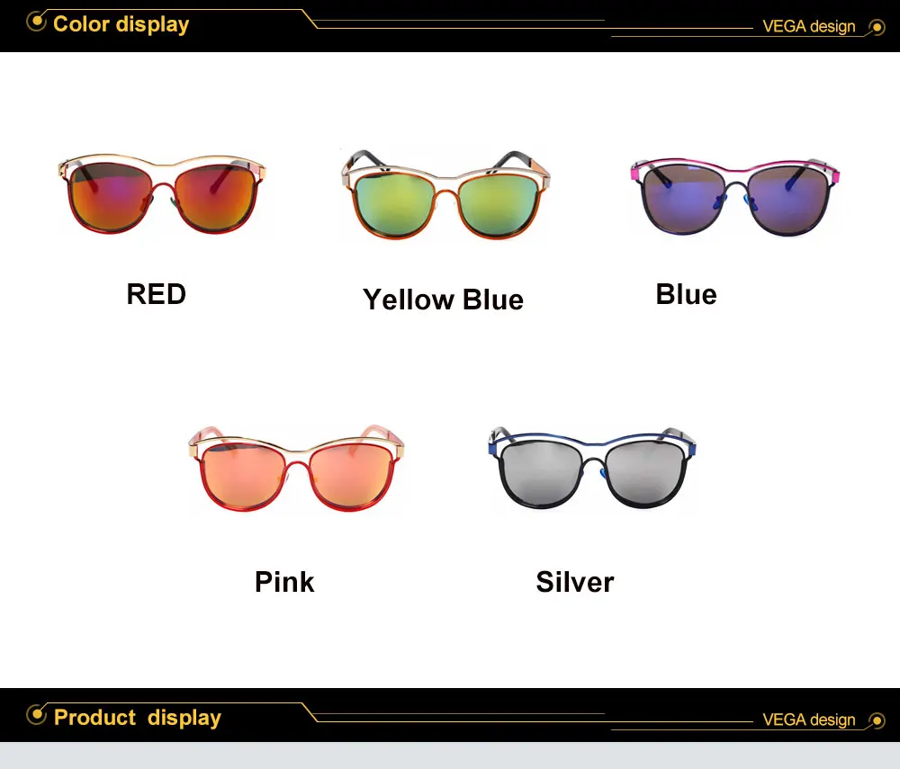 VEGA Eyeglasses Novelty Ladies Mirrored Sunglasses for Women UV400 Fashion Mirr (1)
