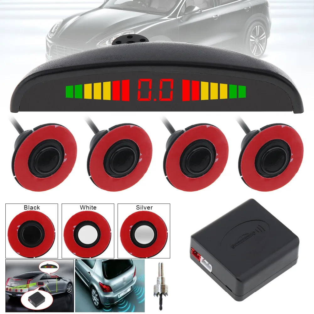 Ավտոմեքենաների կայանման ցուցիչ Monitor Auto Reverse Backup Radar Detector System + LED Display + 16.5mm Original Սենսորներ 6 Գույն