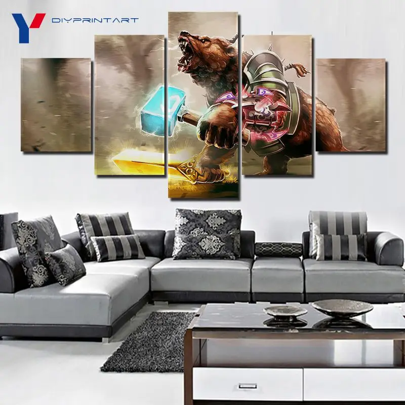  DOTA 2 Lone Druid Bear Warrior 5 Pcs/set Modern Art Picture Game Poster Picture for Living Room A05