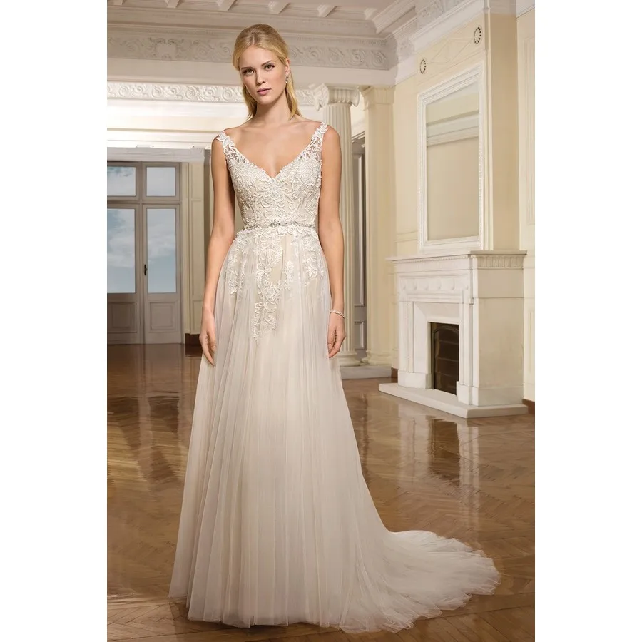 

Full Sexy Deep V Neck Formal A Line Tulle Bridal Long Beach Wedding Dress White Ivory Bridal Gowns Backless vestido de noiva