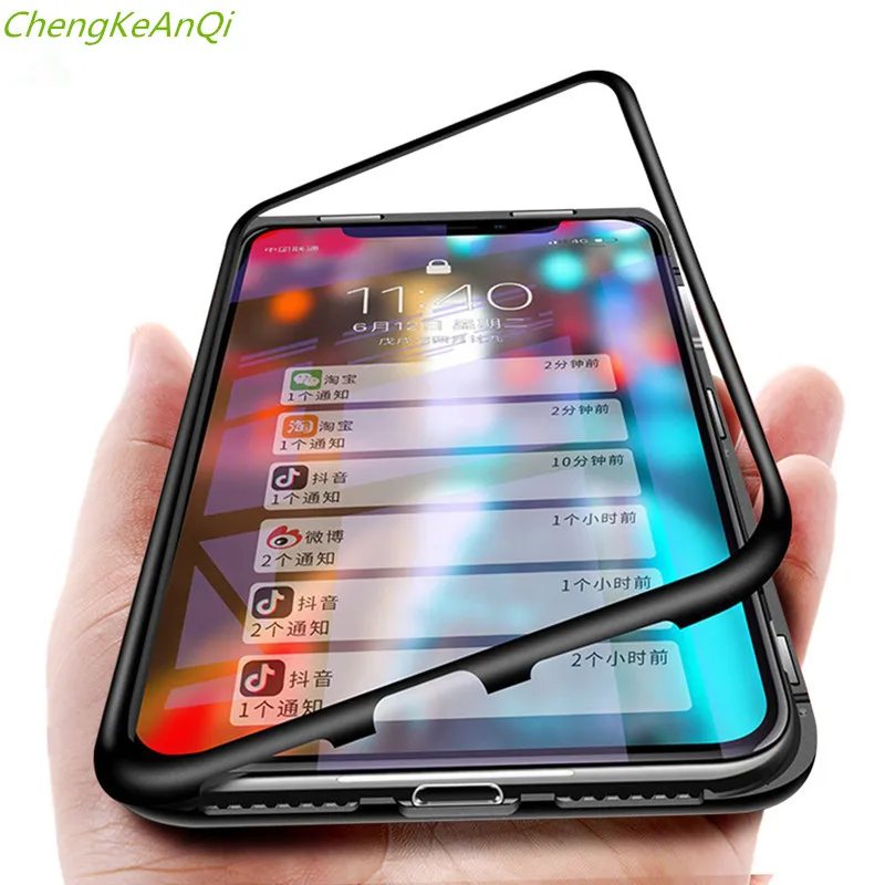 ChengKeAnQi ультрамагнитный чехол для телефона iPhone X 6 7 8 Чехол 9H из закаленного стекла