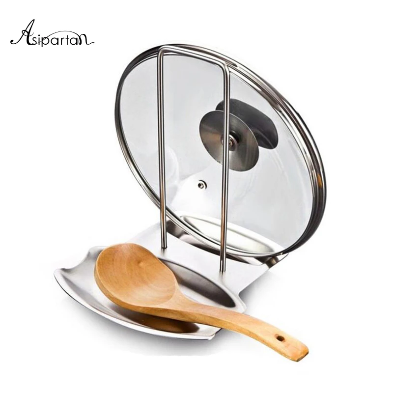 Asipartan Stainless Steel Pot Lid Holder Spoon Holder For Lids Pots