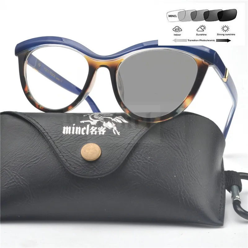 

2019 new Made Lady Fashion Cat Reading glasses sunglasses Myopic Photochromic lens Optical Glasses UV400 with box FML