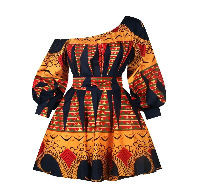 Горячая Распродажа, сексуальные африканские платья для женщин, одежда с принтом в африканском стиле, платье на одно плечо, женское Бандажное платье в африканском стиле, платье до колен