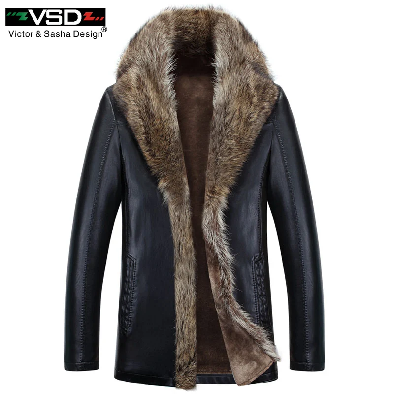 

VSD 2018 Winter Faux Leather Mens Jacket Leisure Leather Business Men Warm Thick Coats Long Style Leather Jackets And Coat V1080