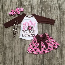 Футбольная балетная одежда осенняя модная юбка для маленьких девочек с рюшами, ярко-розовая, с длинными рукавами, с бантом и сердечком, с подходящими аксессуарами