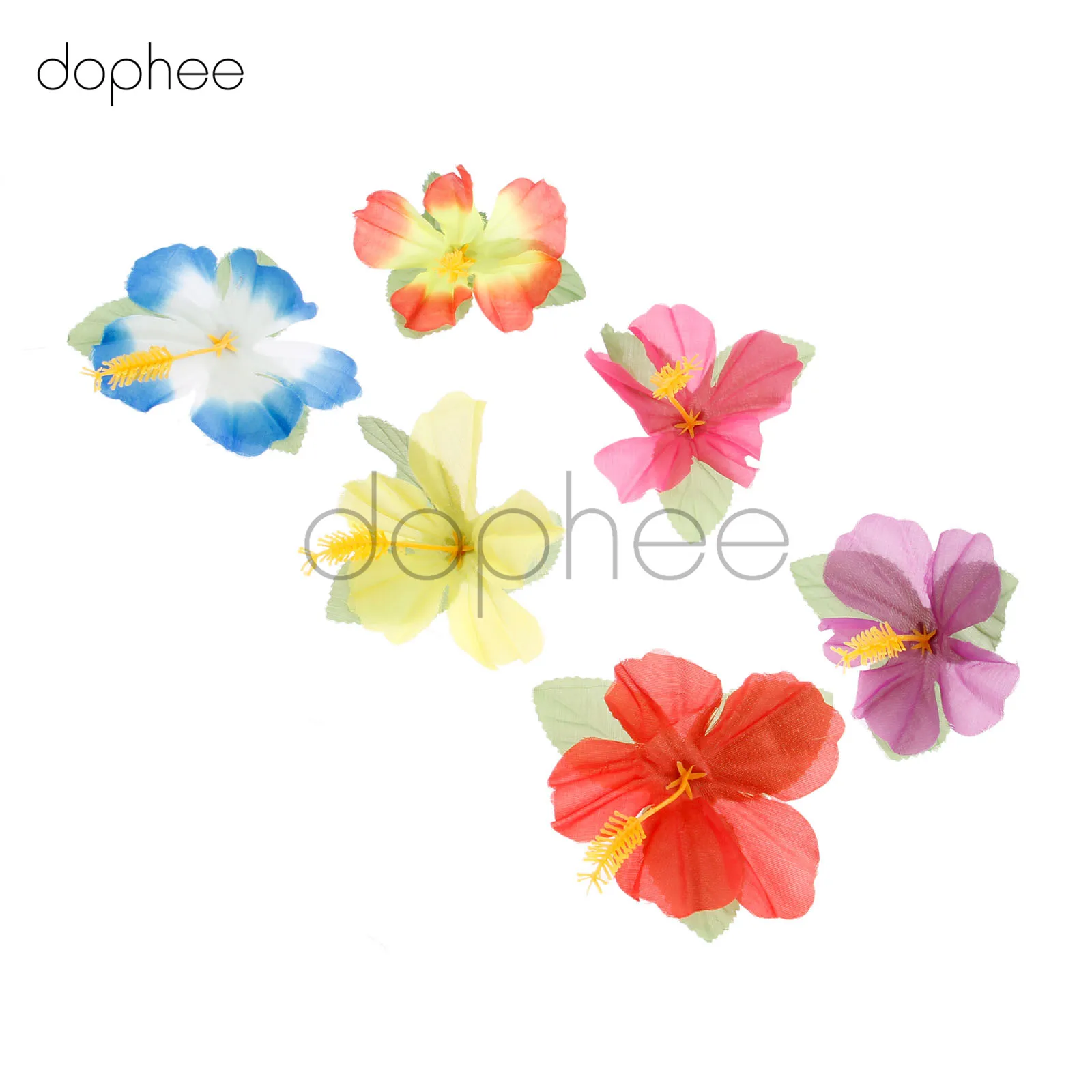 Dophee 72pcs Plastic Polyester Artificial Lifelike Hibiscus Flowers