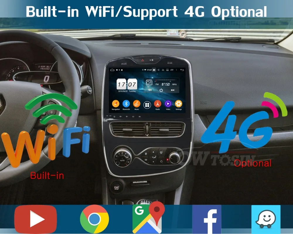 Top 10.1" IPS Android 9.0 Octa Core 4G+64G Car GPS Player Multimedia For For Renault Clio 2013 2014 2015 2016 2017 Car Radio CarPlay 10