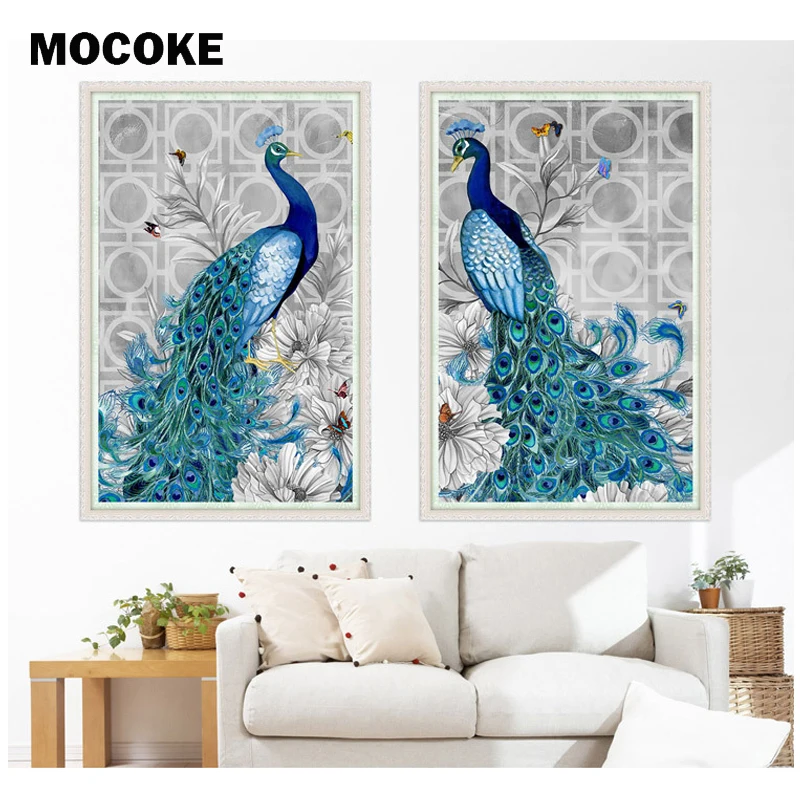

Mocoke 5D Diamond painting Cross stitch Diy Diamond peacock pictures diamond mosaic Needlework diamond picture home decor canvas