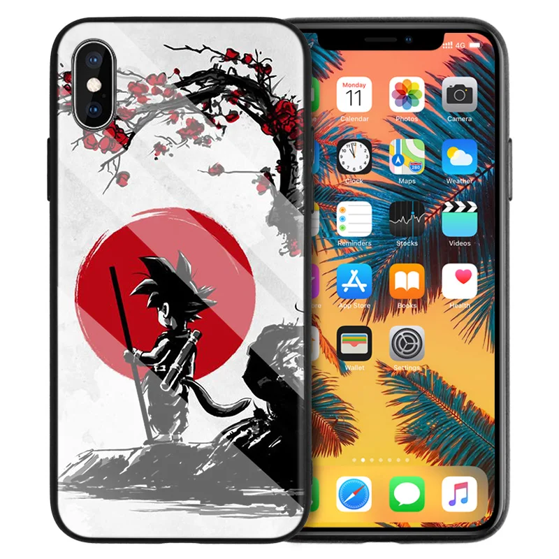 Жесткий чехол из закаленного стекла для Apple iPhone 7, 8, 6, 6 S, X, XR, XS, 11, 11Pro, MAX Plus, Dragon Ball, Z, тату, мультяшный Чехол для мобильного телефона