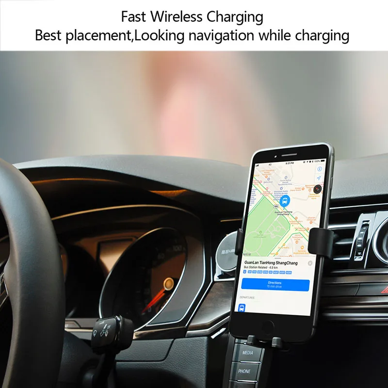 Wireless Car Charger Bracket Phone Holder Gravity Auto-Clamp Anti-Skid Base for iPhone X 8 8P 7 7P