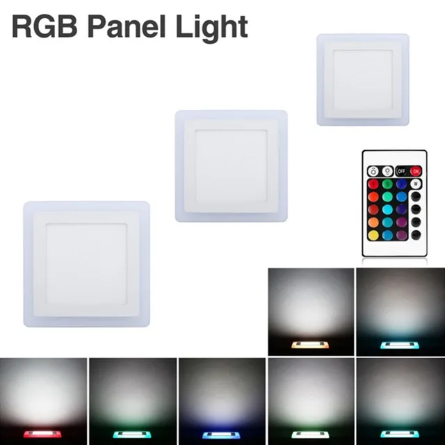 Led 패널 빛 새로운 6 w 9 w 18 w 24 w 숨겨진 듀얼 컬러 led 패널 램프 쿨 화이트 + 블루/레드/핑크/rgb 램프 통 AC100-265V 