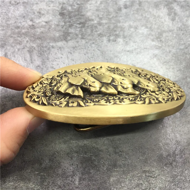 Three Horse Head Belt Brass Buckle (2)