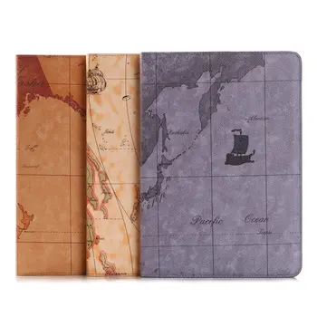 

For Funda iPad Mini 4 Cover World Map PU Leather Wallet Smart Cover Stand Case for Apple iPad Mini 4 Auto Sleep/Wake Up