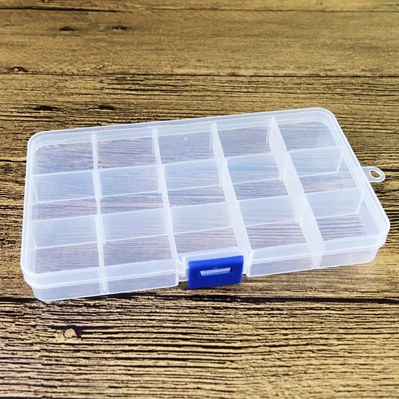 

New 15 Slots Cells Colorful Portable Jewelry Tool Storage Box Container Terminal Ring Electronic Parts Screw Beads Organizer