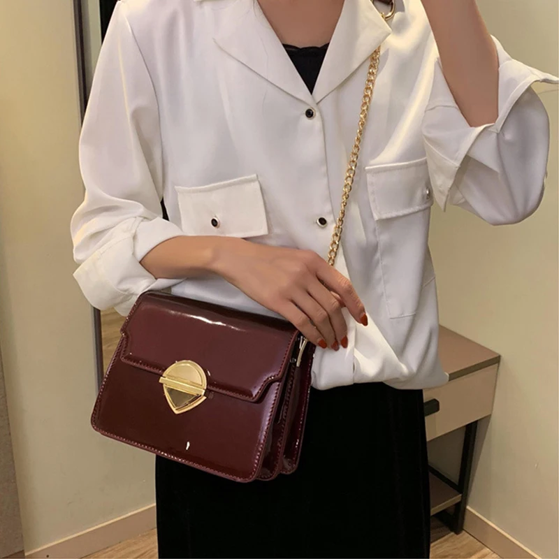 

Elegant Chain Square bag 2019 PU Leather Shoulder Bags Casual Small Flap Bag bags for women 2018 Quality Women Leather Handbag