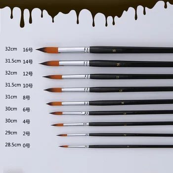 

9pcs/Lot Creative Professional Long Wooden Handle Nylon Watercolor Paint Brushes Gouache Acrylic Painting Brush Pen Art Pen