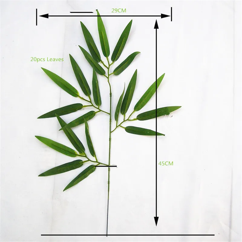 См 15 шт./лот/партия 45 см искусственные бамбуковые Листья Свадебные украшения для дома поддельные бамбуковые палочки шт. 20 шт. листья