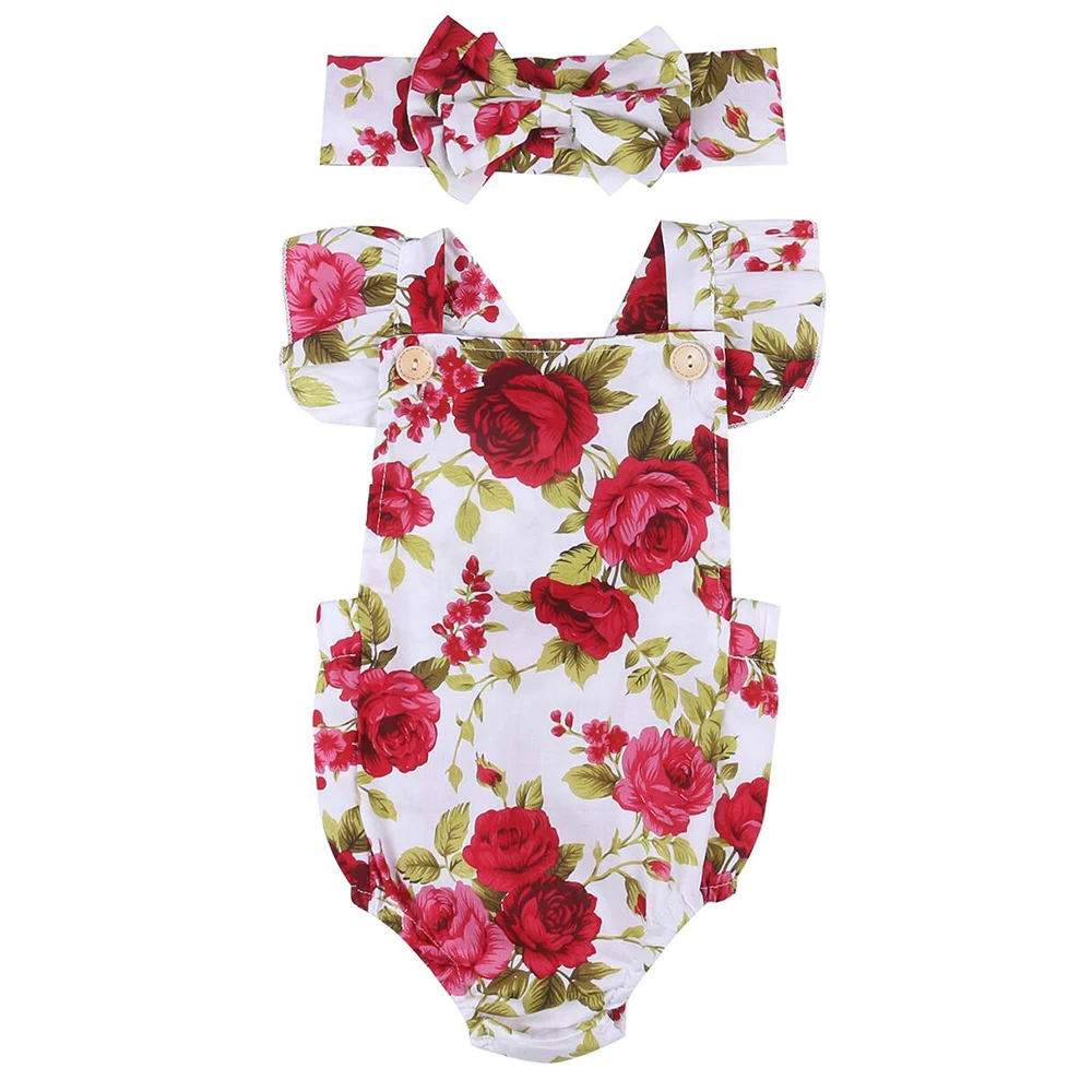 Newborn Infant Baby Casual Romper Rose Print Floral Jumpsuit+Headband Overall Lucky Cute Bebe Kids Clothes Newborn Infant Baby Casual Romper Rose Print Floral Jumpsuit+Headband Overall Lucky Cute Bebe Kids Clothes