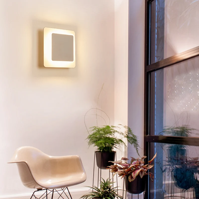 

LED wall 360 degrees adjustable rotation night light 4000K white creative black wall lamp corridor modern square lamp