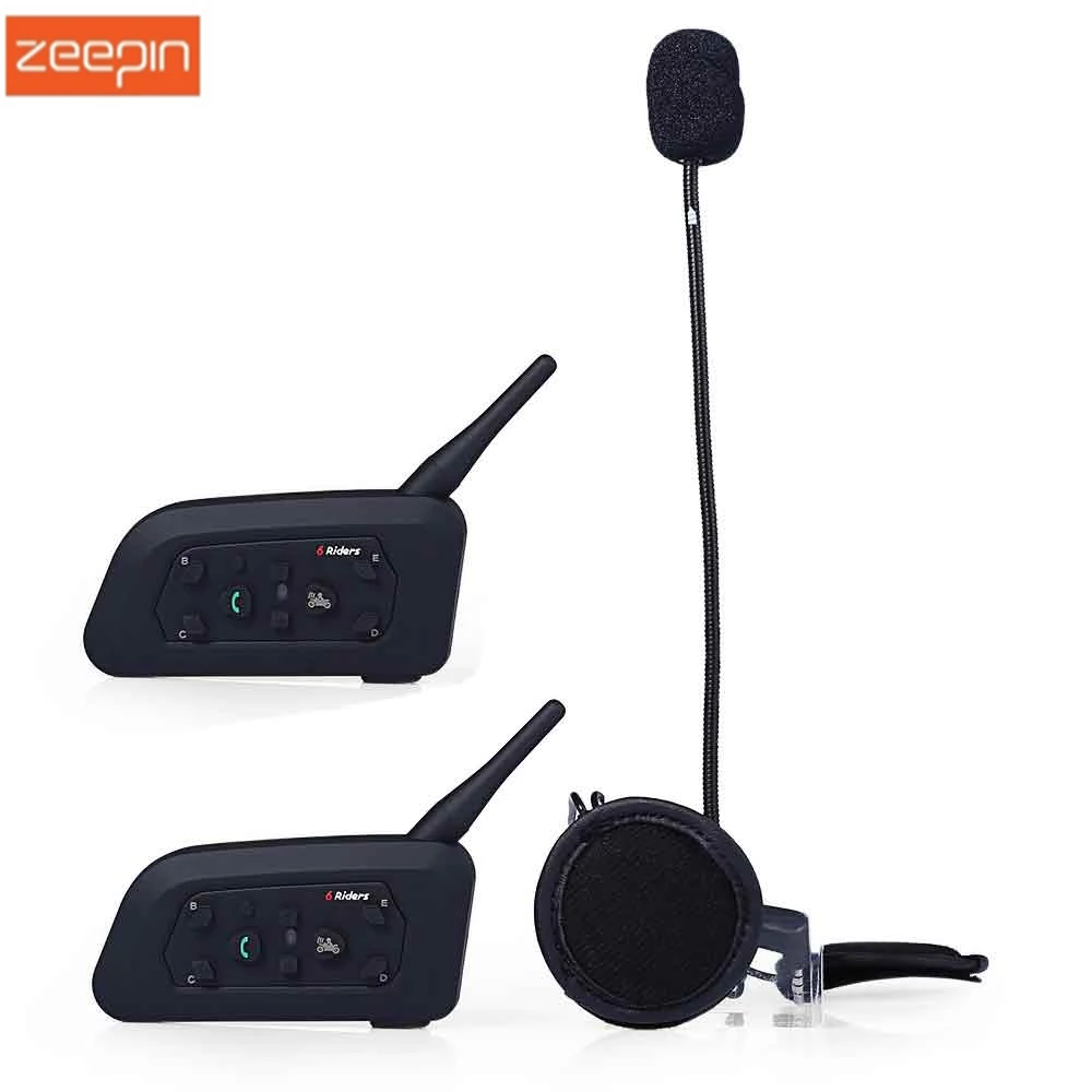 

Hot Sale V6 - 1200M Motorcycle Helmet Bluetooth 3.0 Intercom Interphone Headsets Headphone Kits For 6 Riders Motorcyclist Skiers