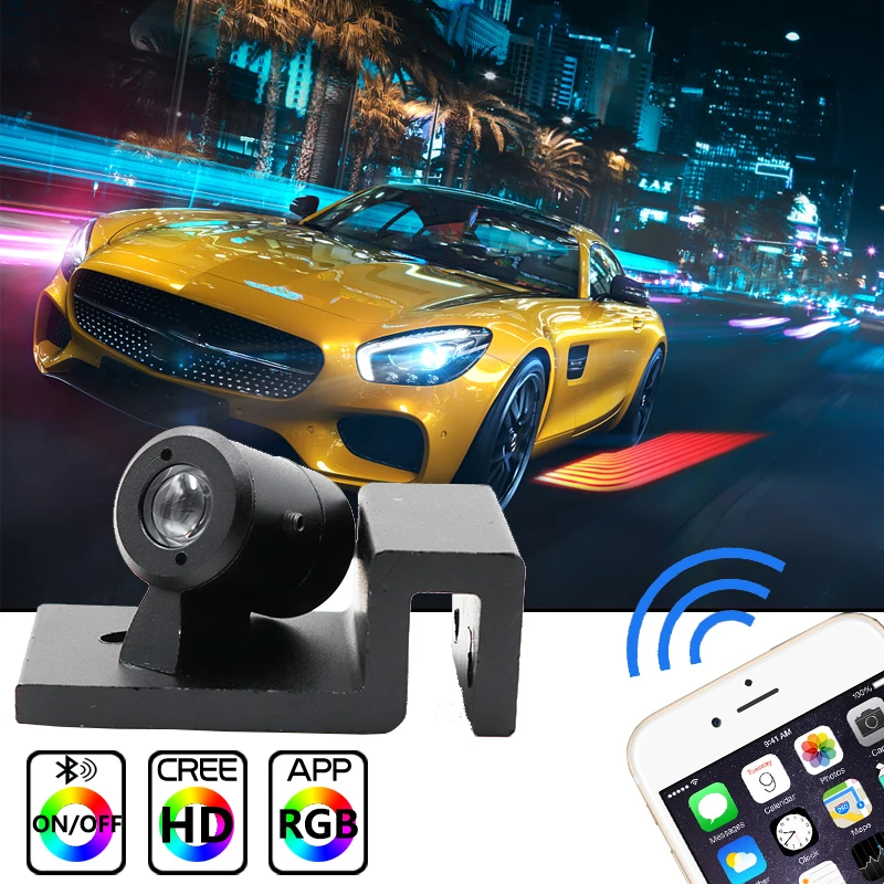  Niscarda 2PCS LED RGB APP Control Angel Wings Welcome Lights Car Courtesy Shadow Ghost Door Lamp Ph - 32950859150