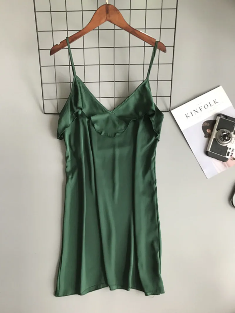 Mechcitiz Для женщин женское белье, сексуальная ночная сорочка кружевное платье с v-образным вырезом, женская сексуальная ночная рубашка кокетливое ночное белье ночную рубашку - Цвет: Зеленый