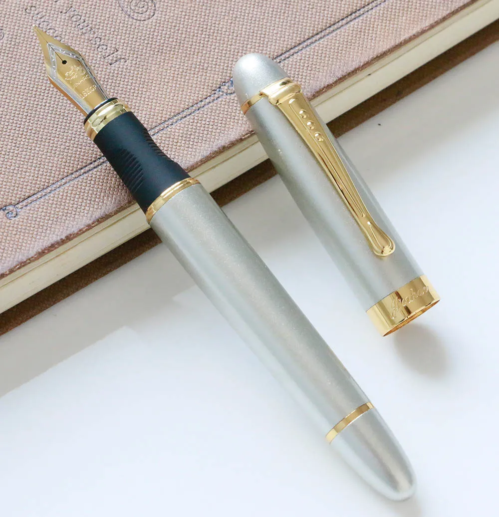 JINHAO 450 перьевая ручка 0.5MM or 1.0MM ручка чернильная перо для письма канцтовары ручки для школы - Цвет: Silver