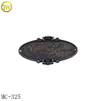 

MC325 Garment embossed antique brass metal Logo label Metal Name Tags for abaya
