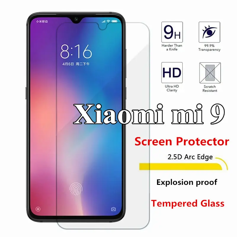 2 шт. закаленное стекло для Xiaomi mi 9 mi9 защитный чехол смартфона с усиленной защитой