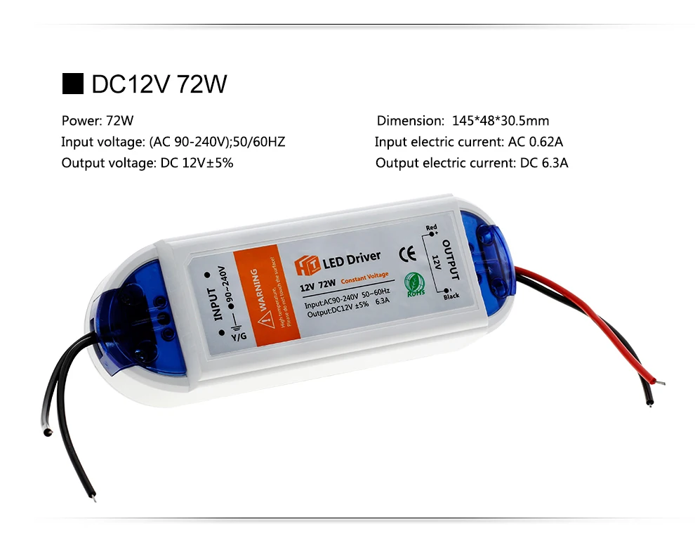 DC12V 18 W 36 W 72 W 100 W Светодиодный драйвер Высокое качество трансформаторы для освещения Светодиодные ленты Питание