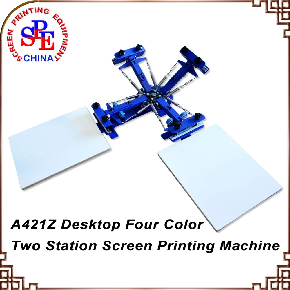 

high quality SPE42A Four Color Two Station Single Wheel Desktop Screen Printing Machine