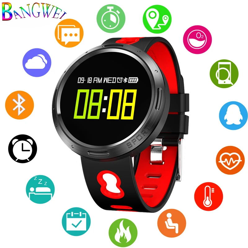 

BANGWEI Women Men Waterproof Sport Smart Watch LED Color Screen Heart Rate Blood Pressure Pedometer Bluetooth Smart bracelet+Box