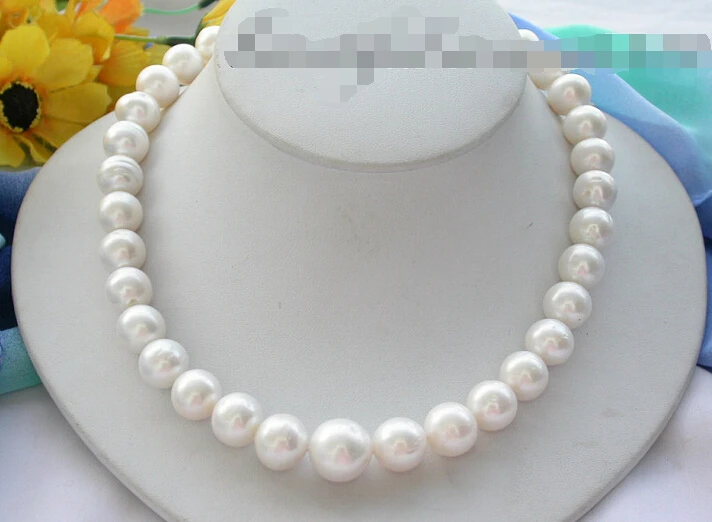 

shipping z4243 REAL 17" 15mm ROUND white FRESHWATER PEARL NECKLACE