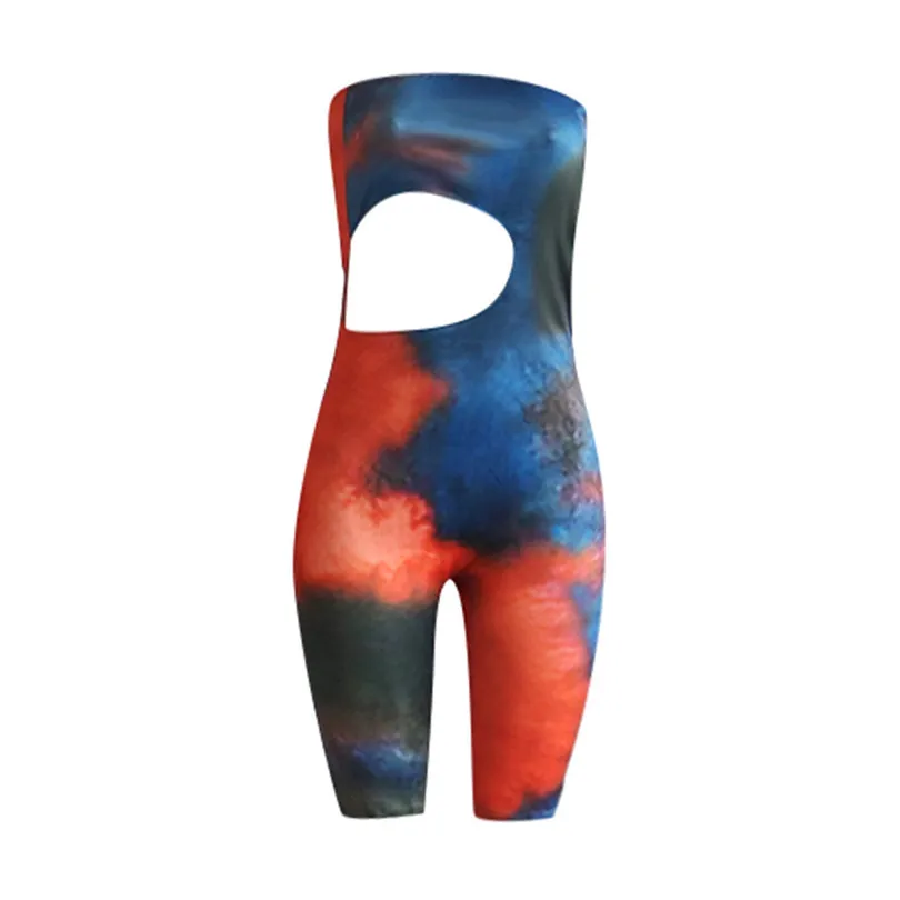 New Women Summer Casual Print One shoulder Halter Sleeveless One-piece Trousers Playsuit Sports Athletics Dropshipping #4A29 (9)