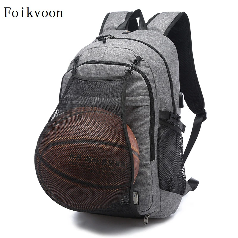 

Foikvoon Backpack Men Student Canvas Solid Color Mens Retro Bags Multifunction Large Capacity Man Backpacks Basketball bag