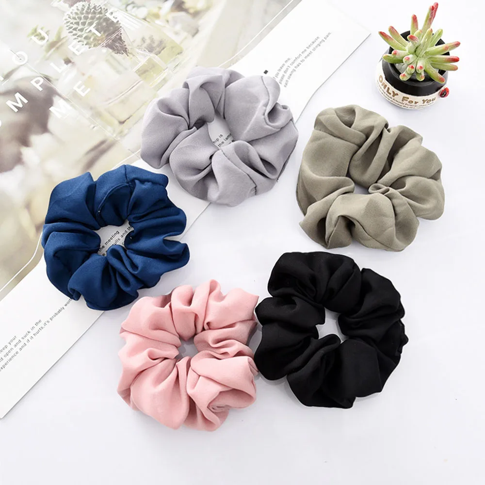 

1Pc Ladies Solid Color Hair Tie Scrunchies Chiffon Ponytail Hair Tie Hair Holder Rope Hair Scrunchy For Girls Women